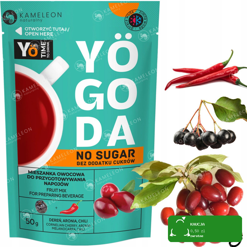 YOGODA MIESZANKA OWOCOWA do NAPOJÓW BEZ DODATKU CUKRU DEREŃ 50g 14szt 0,7KG