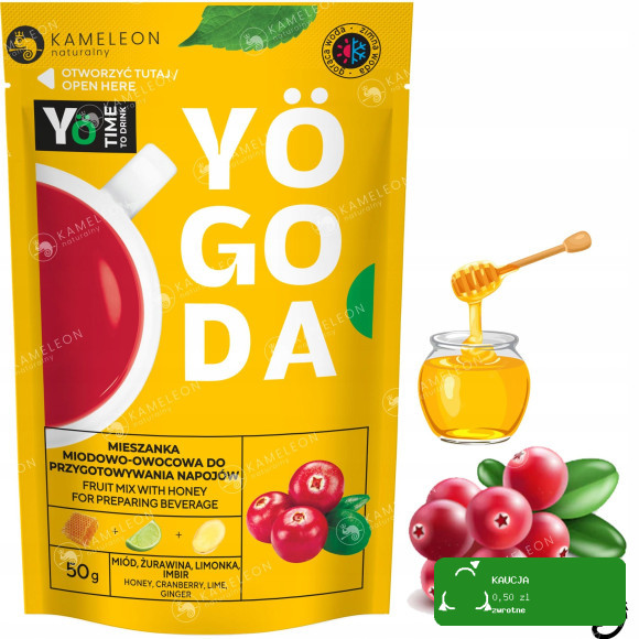YOGODA MIESZANKA MIODOWO OWOCOWA do NAPOJÓW ŻURAWINA 50g x14szt 0,7KG