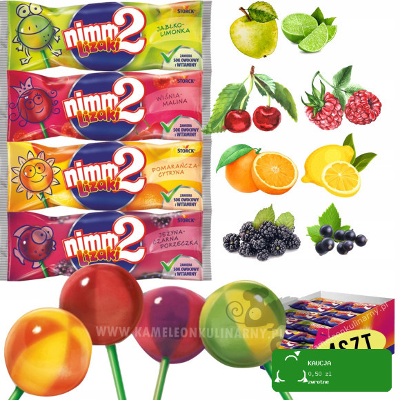4x NIMM 2 LIZAK OWOCOWY Z WITAMINAMI mix SUPER SMAKÓW 4szt x 10g 40G STORCK