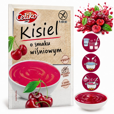 Celiko KISIEL WIŚNIOWY bez dodatku cukru bez glutenu VEGE 40g