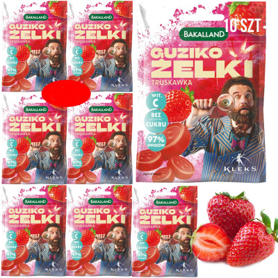 GUZIKO ŻELKI TRUSKAWKOWE Truskawka BEZ CUKRU +Wit.C PAN KLEKS 34G x8 0,27KG