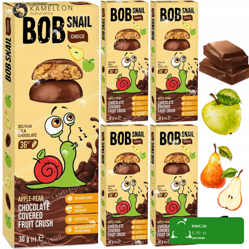 BOB SNAIL PRZEKĄSKA W CZEKOLADZIE GRUSZKA 30g x5 / WIELOPAK