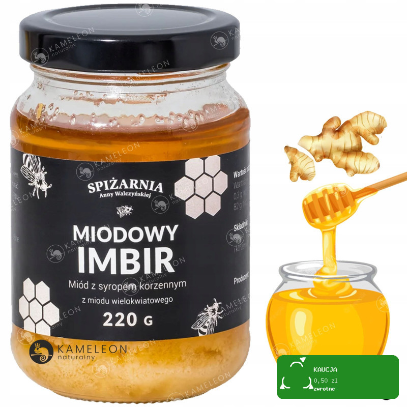 ZESTAW MIODÓW MIÓD SMAKOWY mix 5szt CYNAMON IMBIR RÓŻA LAWENDA MIĘTA 1,1KG