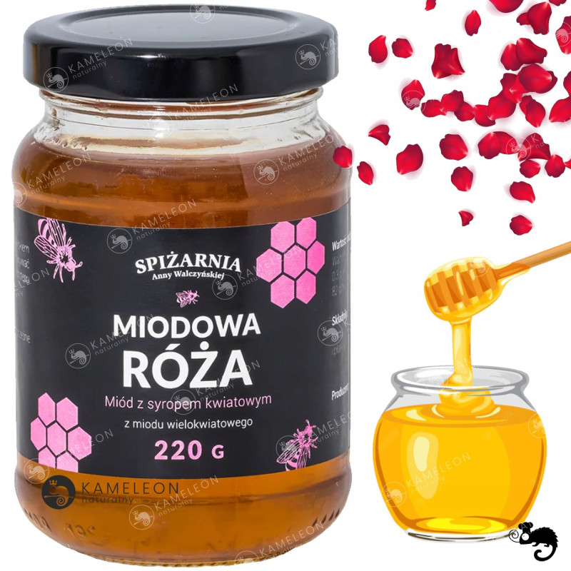 ZESTAW MIODÓW MIÓD SMAKOWY mix 5szt CYNAMON IMBIR RÓŻA LAWENDA MIĘTA 1,1KG
