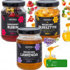 ZESTAW MIODÓW Z BAKALIAMI OWOCAMI: MIODOWE LAWENDA RUBIN BURSZTYN 620G 3szt