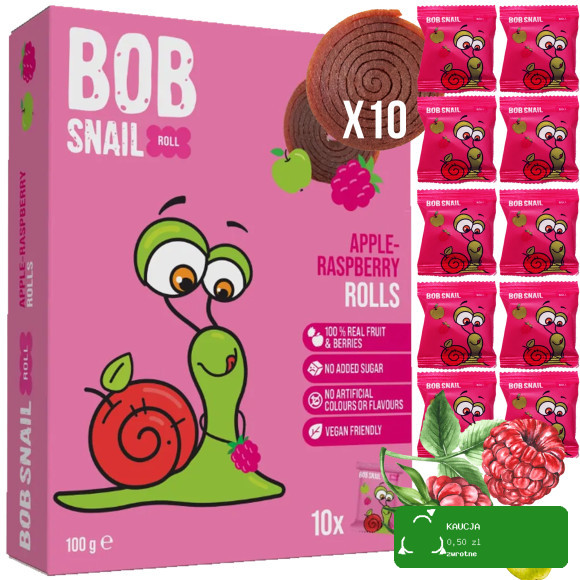 BOB SNAIL JELLY MIX 100g x3 ROLLS owocowe przekąski MALINA MANGO BORÓWKA