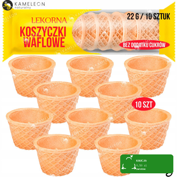 KOSZYCZKI WAFLOWE UNIWERSALNE bez cukru WAFLE WAFELKI 4,5x3cm 120szt 0,26KG