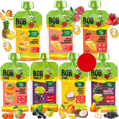 BOB SNAIL MUS OWOCOWY PRZECIER smoothie MIX CIEKAWYCH smaków 120G x7 0,84KG