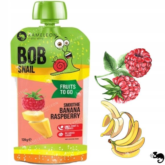 BOB SNAIL ŚLIMAK BOB MUS bez CUKRU smoothie BANAN MALINA 120G x12 1,44KG