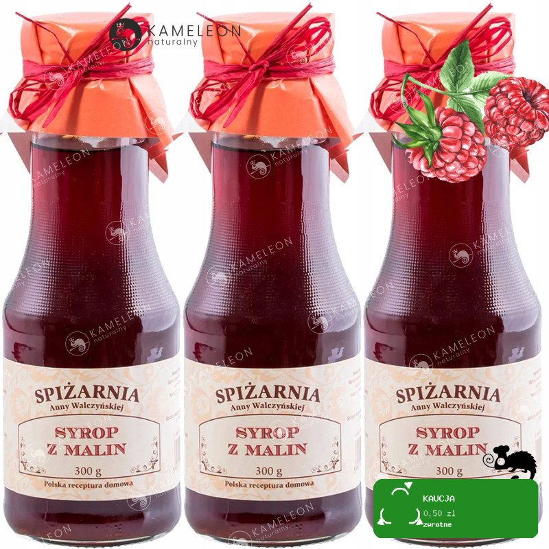 SYROP Z MALIN MALINOWY SOK MALINY SPIŻARNIA Anny Walczyńskiej 300ml x3 0,9L