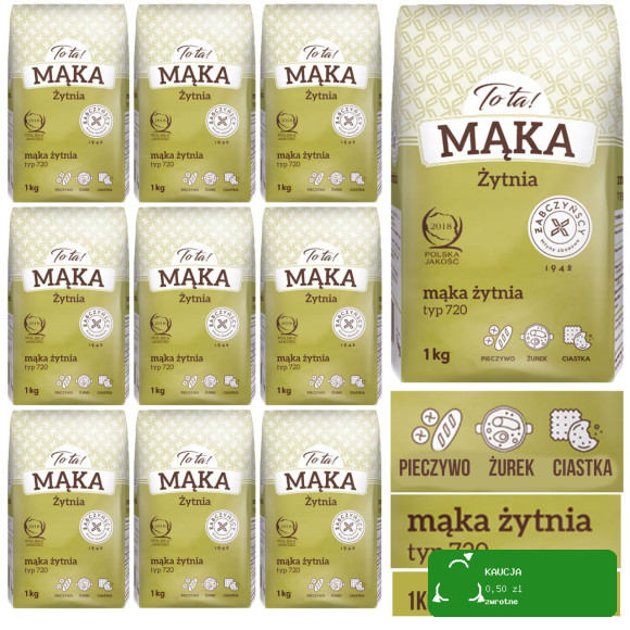 TOTA MĄKA ŻYTNIA CHLEBOWA typ 720 CHLEB PIECZYWO ciastka żurek ToTa 1KG x10 10KG