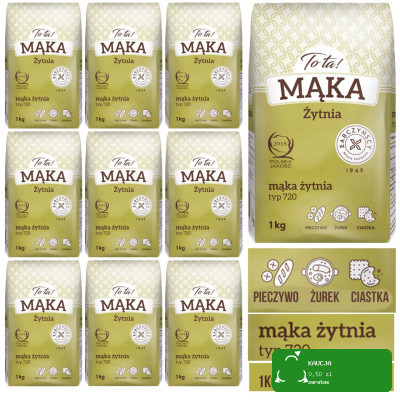 TOTA MĄKA ŻYTNIA CHLEBOWA typ 720 CHLEB PIECZYWO ciastka żurek ToTa 1KG x10 10KG