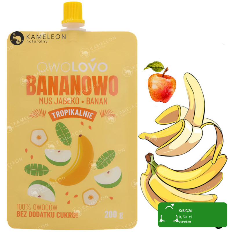 OWOLOVO MUS 100% OWOCOWY PREMIUM TROPIKALNY mix smaków 200g x12szt 2,4KG