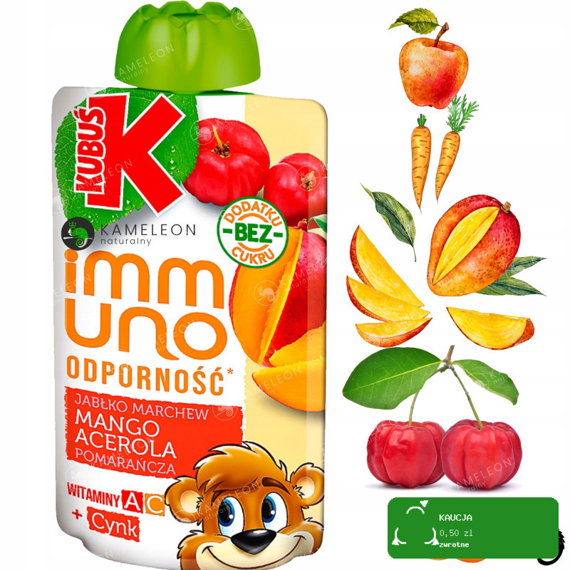 KUBUŚ IMMUNO ODPORNOŚĆ mus owocowo-warzywny MIX SMAKÓW saszetka 15szt 1,5KG
