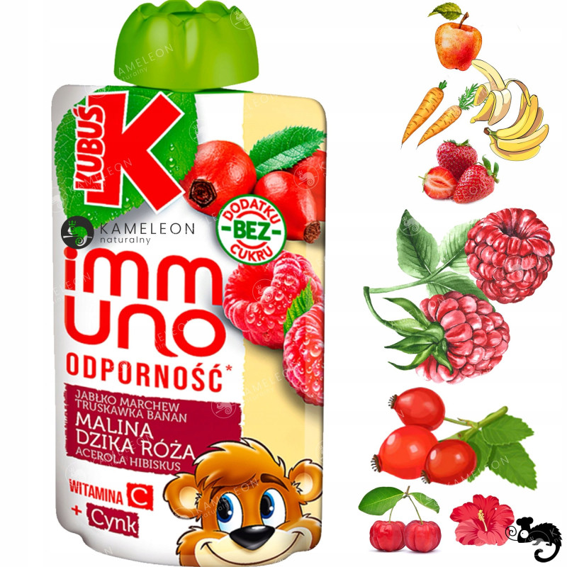 KUBUŚ IMMUNO ODPORNOŚĆ mus owocowo-warzywny MIX SMAKÓW saszetka 15szt 1,5KG