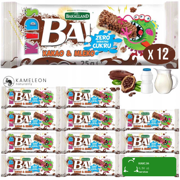 BAKALLAND BATON BA! KIDS kakao i mleko 300g 12szt.