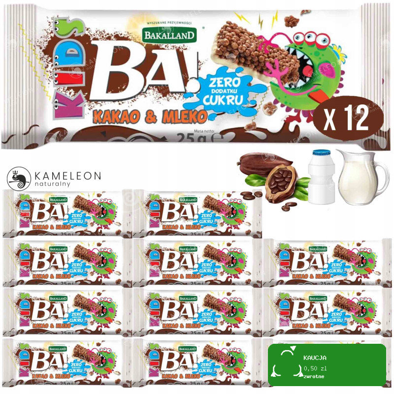BAKALLAND BATON BA! KIDS kakao i mleko 300g 12szt.