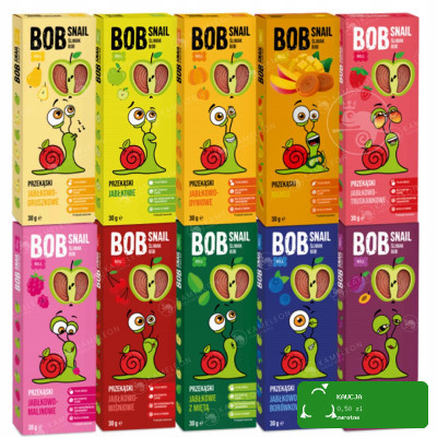 BOB SNAIL przekąska owocowa BEZ CUKRU 30G MIX SMAKÓW 10szt 0,3KG