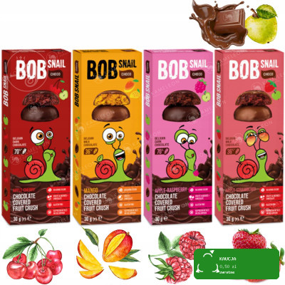 BOB SNAIL PRZEKĄSKA OWOC W CZEKOLADZIE 30G 4szt MIX