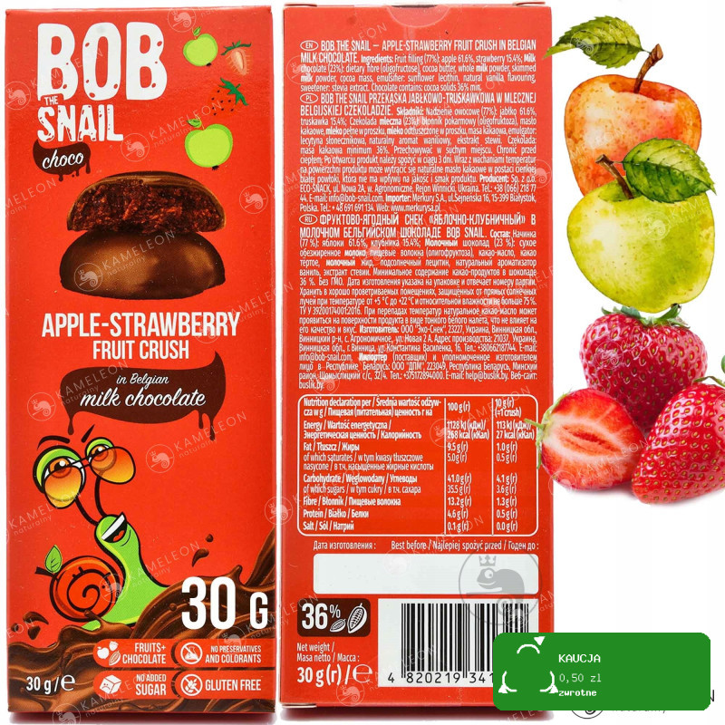 BOB SNAIL PRZEKĄSKA OWOC W CZEKOLADZIE 30G 4szt MIX