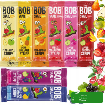 BOB SNAIL PRZEKĄSKA OWOCOWA bez cukru glutenu MIX SMAKÓW 14G x 8szt