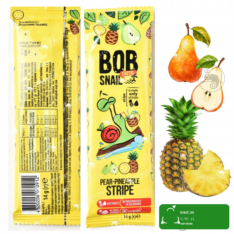 BOB SNAIL PRZEKĄSKA OWOCOWA bez cukru glutenu MIX SMAKÓW 14G x 8szt