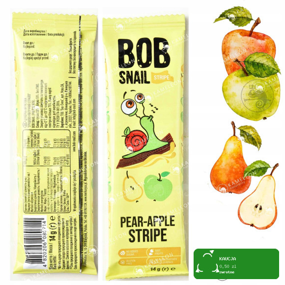 BOB SNAIL PRZEKĄSKA OWOCOWA bez cukru glutenu MIX SMAKÓW 14G x 8szt
