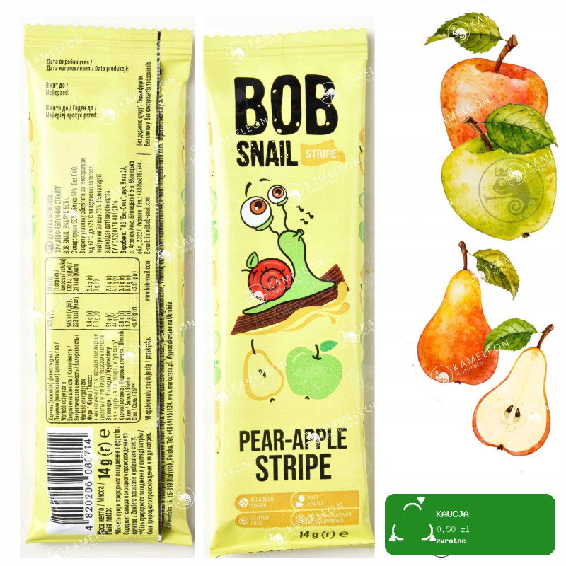 BOB SNAIL PRZEKĄSKA OWOCOWA bez cukru glutenu MIX SMAKÓW 14G x 8szt