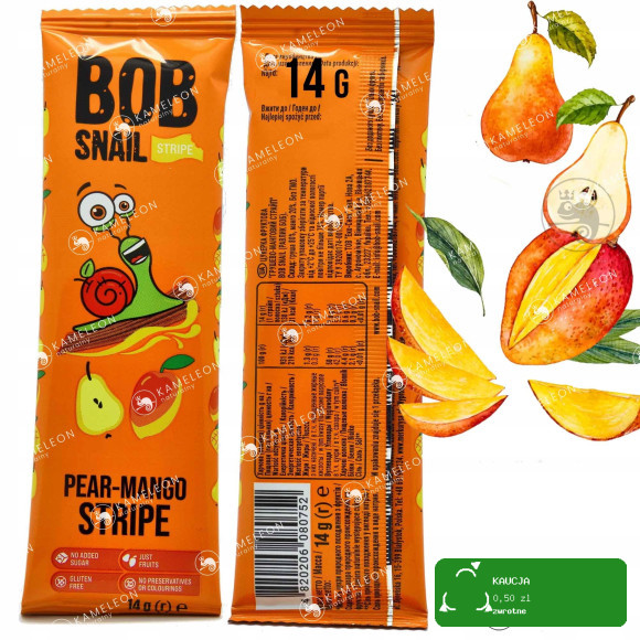 BOB SNAIL PRZEKĄSKA OWOCOWA bez cukru glutenu MIX SMAKÓW 14G x 8szt