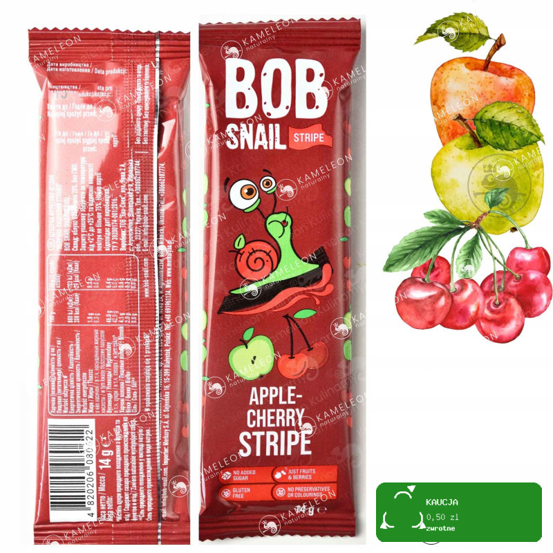 BOB SNAIL PRZEKĄSKA OWOCOWA bez cukru glutenu MIX SMAKÓW 14G x 8szt