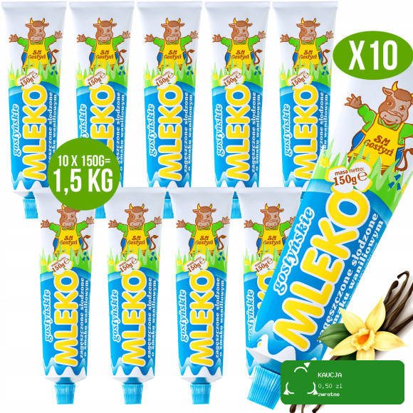 MLEKO ZAGĘSZCZONE słodzone W TUBCE WANILIOWE Wanilia 150G x10 1,5KG GOSTYŃ