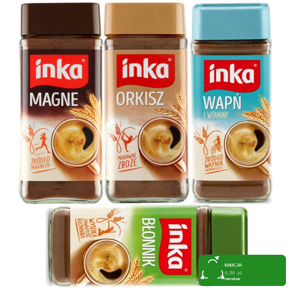 INKA KAWA ROZPUSZCZALNA ORKISZ MAGNE BŁONNIK WAPŃ I WITAMINY mix 4szt 0,4KG