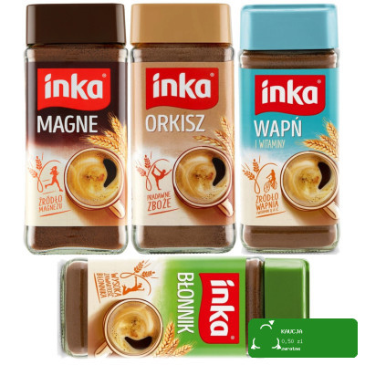 INKA KAWA ROZPUSZCZALNA ORKISZ MAGNE BŁONNIK WAPŃ I WITAMINY mix 4szt 0,4KG