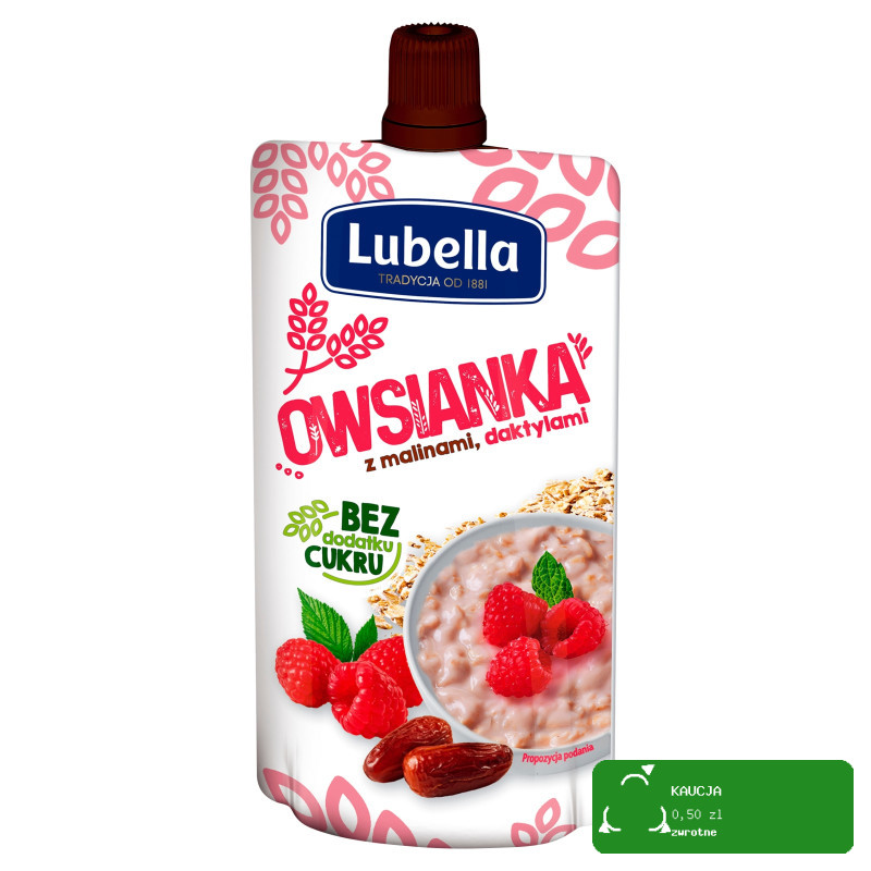 MUS OWSIANKA MALINY DAKTYLE bez CUKRU 100G x15szt 1,5KG LUBELLA