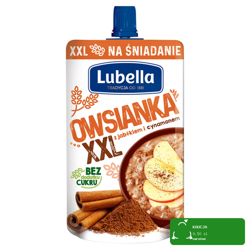 MUS OWSIANKA W TUBCE JABŁKO CYNAMON bez cukru DUŻA 170G x12 2KG LUBELLA