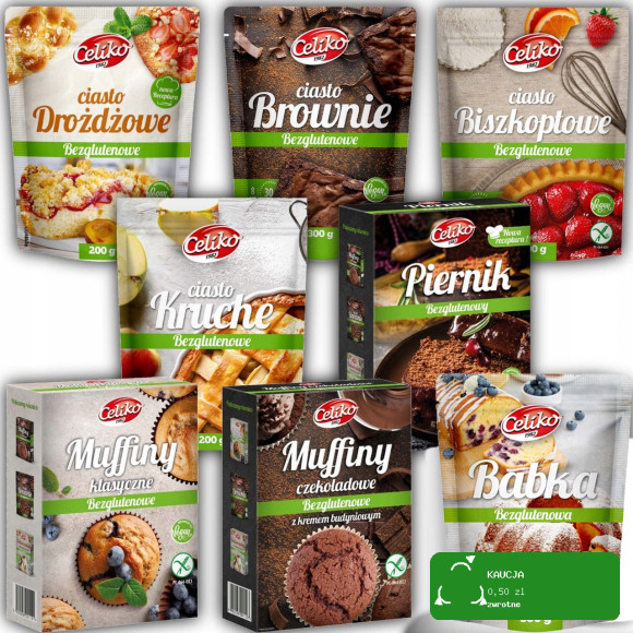 Celiko CIASTA CIASTO WYPIEKI BEZGLUTENOWE bez glutenu wege WEGAŃSKIE mix 8