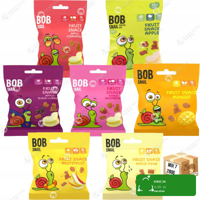 BOB SNAIL owocowe ŻELKI MIX smaków 7szt x 40g bez cukru 280G