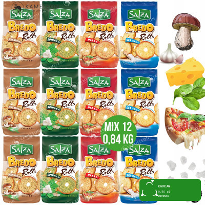 SALZA PRZEKĄSKI BREDO ROLLS MIX SMAKÓW Szpinak Grzyby Sól Pizza x12 0,84KG