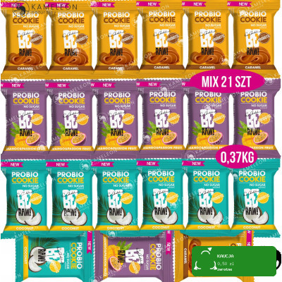 BERAW! PROBIO COOKIE PROBIOTYK MIX SMAKÓW KARMEL MANGO KOKOS po 7szt =21szt
