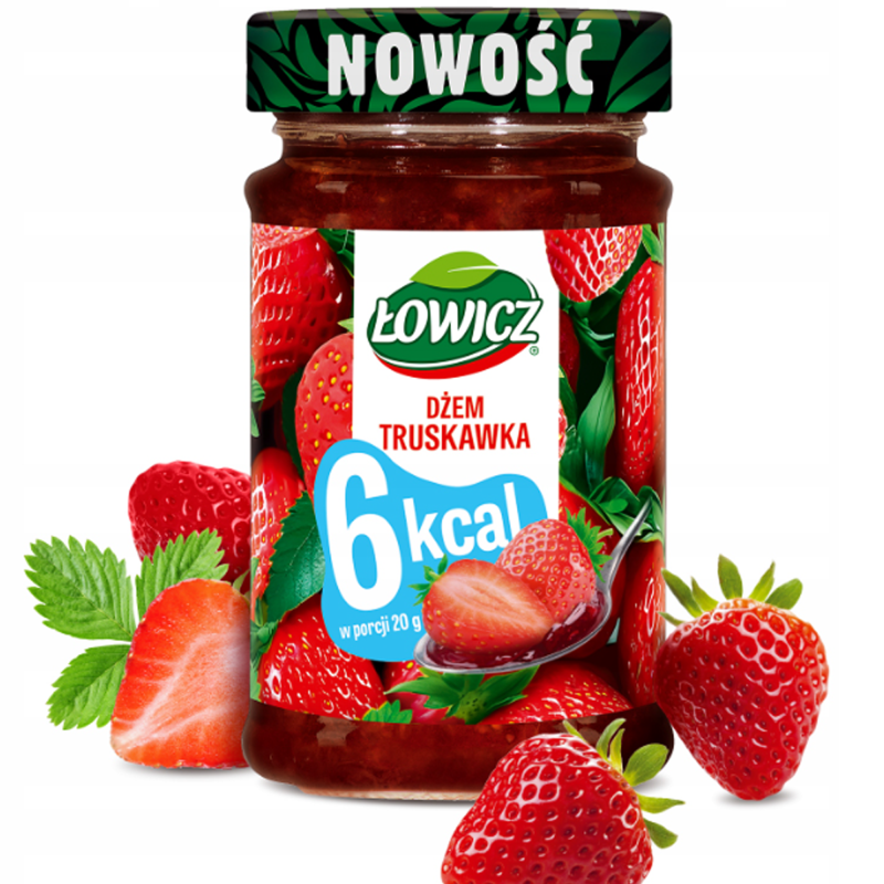 Łowicz DŻEM o smaku TRUSKAWKA niskokaloryczny 6 KCAL 200g