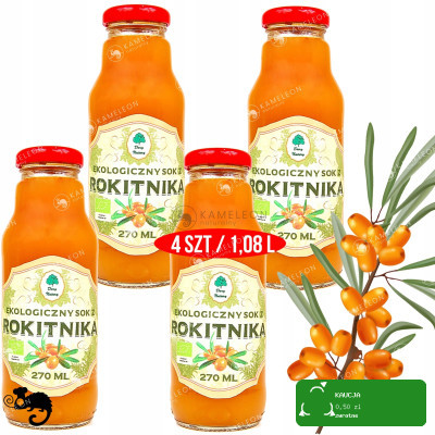 SOK z ROKITNIKA ROKITNIK bez cukru 100% EKO 4x 270ml 1,08L DARY NATURY