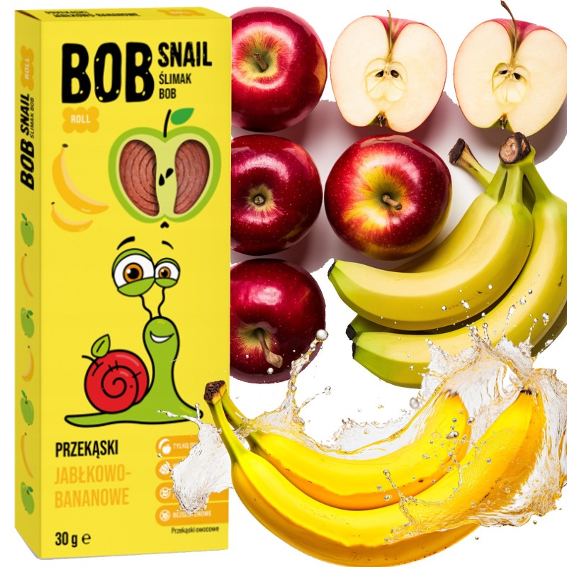 BOB SNAIL ROLLS przekąska owocowa bez cukru JABŁKO BANAN 30g