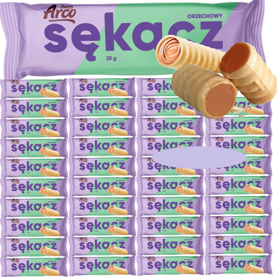 Arco SĘKACZ ORZECHOWY ciastko RURKA Z KREMEM smak orzech 28G x40szt