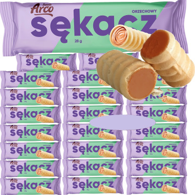 Arco SĘKACZ ORZECHOWY RURKA Z NADZIENIEM ciastko RURKA Z KREMEM 28G x24szt