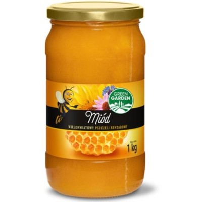 MIÓD WIELOKWIATOWY PSZCZELI NEKTAROWY 1000G 1KG Słoik Green