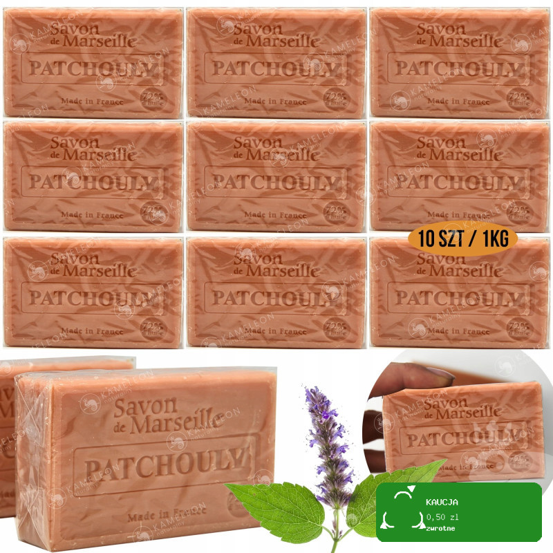 MYDŁO MARSYLSKIE PACZULI PACZULA 72% kostka 10x100g Le Chatelard 1802