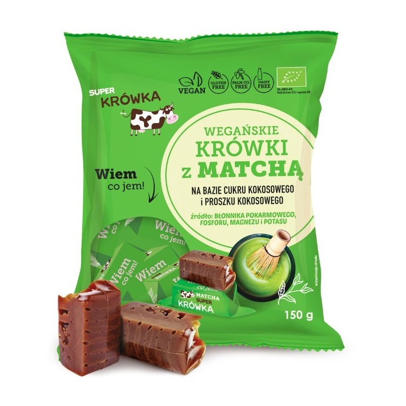 ME GUSTO Super Fudgio WEGAŃSKIE KRÓWKI Z MATCHĄ ekologiczne