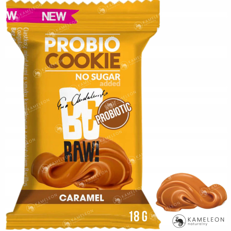 BE RAW! PROBIO COOKIE KARMEL zdrowe ciastko bez cukru 18g x18szt 0,32KG