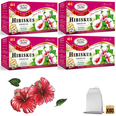 Malwa HERBATKA HERBATA OWOCOWA HIBISKUS HIBISCUS 4opak x20 80 SASZETEK 160G
