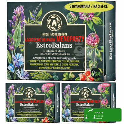 HERBAL MONASTERIUM ESTROBALANS menopauza zioła 30 kaps x3 opak = 90kapsułek